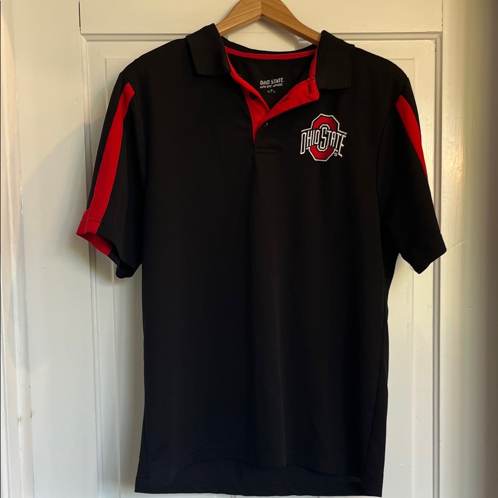 Men's Black and Red Ohio State Polo Shirt Size Medium